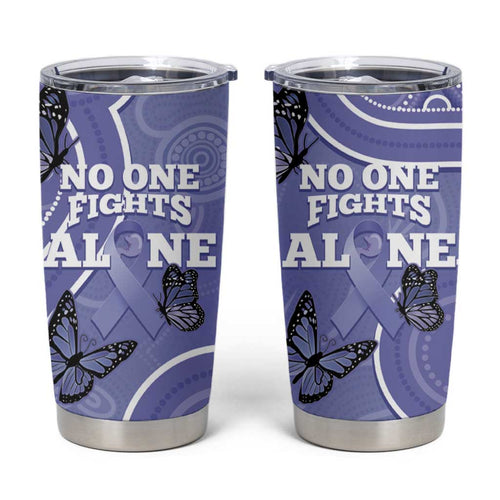 Australia Stomach Cancer Awareness Tumbler Cup No One Fights Alone Aboriginal Art