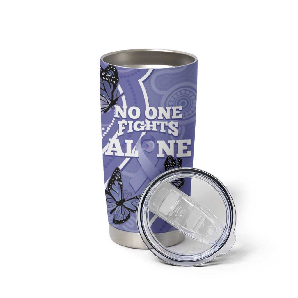 Australia Stomach Cancer Awareness Tumbler Cup No One Fights Alone Aboriginal Art