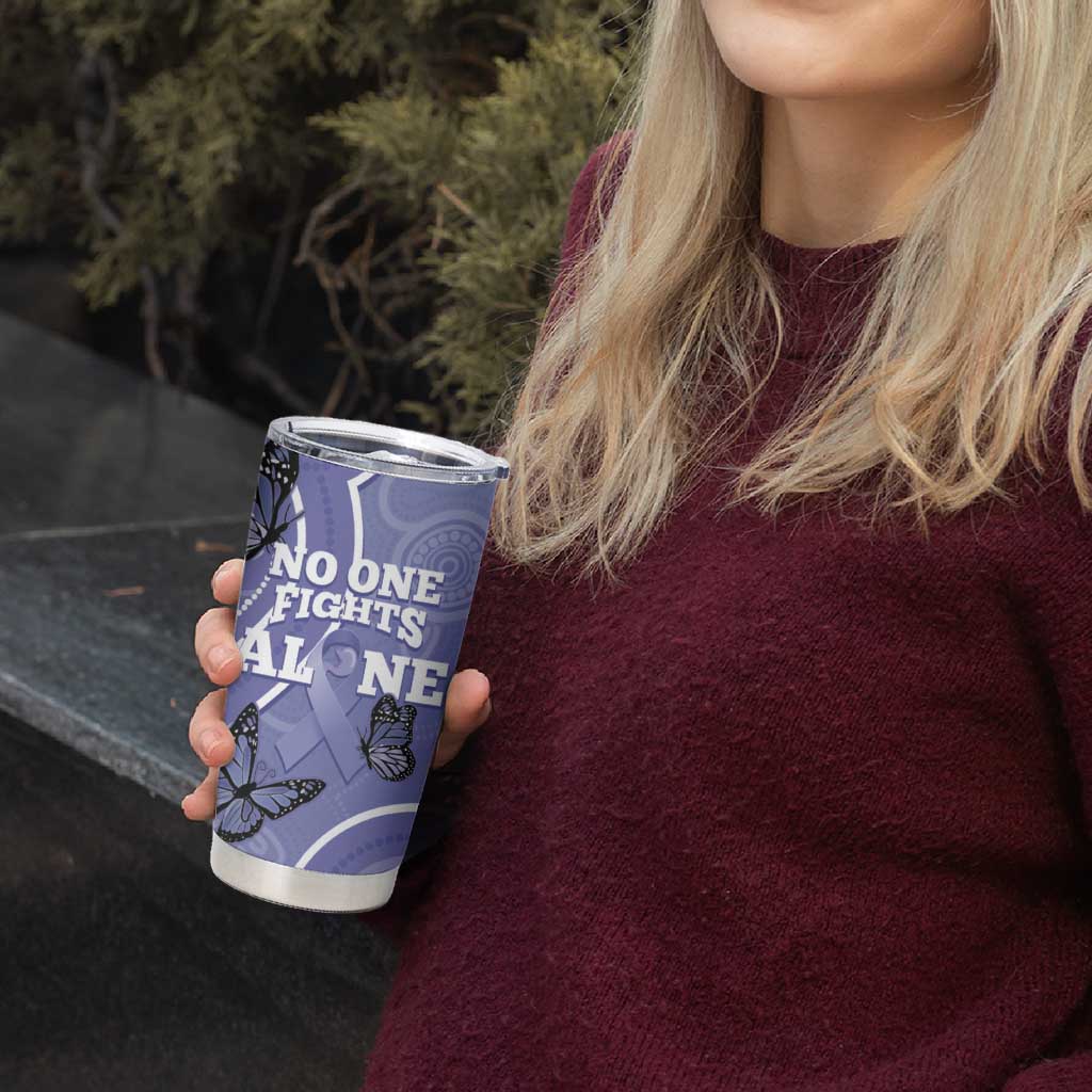 Australia Stomach Cancer Awareness Tumbler Cup No One Fights Alone Aboriginal Art