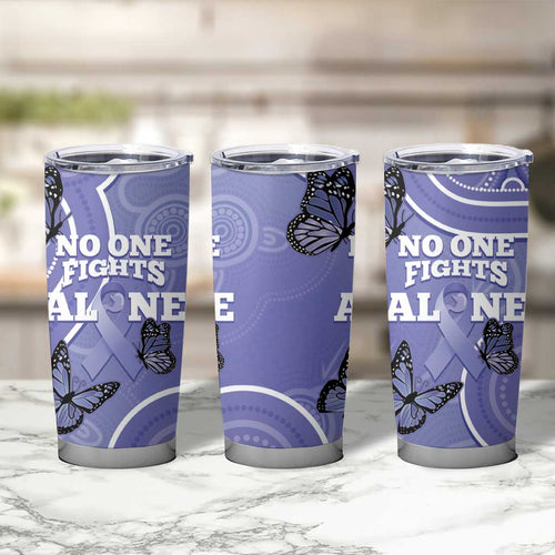 Australia Stomach Cancer Awareness Tumbler Cup No One Fights Alone Aboriginal Art