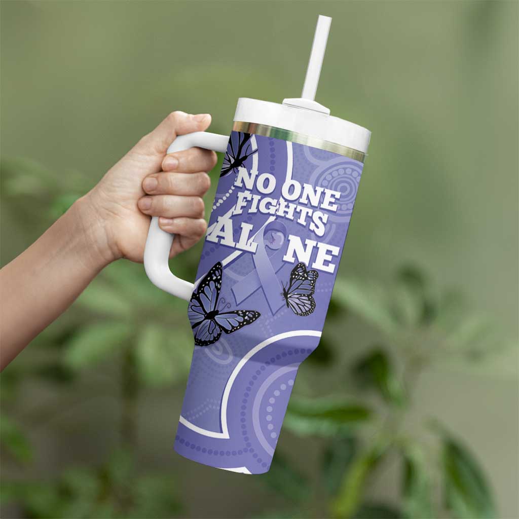 Australia Stomach Cancer Awareness Tumbler With Handle No One Fights Alone Aboriginal Art