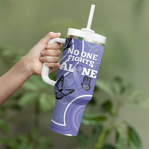 Australia Stomach Cancer Awareness Tumbler With Handle No One Fights Alone Aboriginal Art