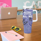 Australia Stomach Cancer Awareness Tumbler With Handle No One Fights Alone Aboriginal Art