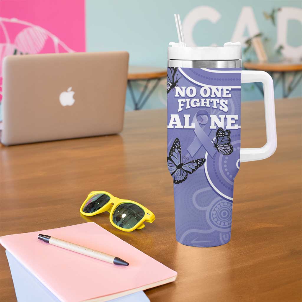 Australia Stomach Cancer Awareness Tumbler With Handle No One Fights Alone Aboriginal Art