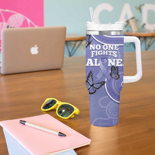 Australia Stomach Cancer Awareness Tumbler With Handle No One Fights Alone Aboriginal Art