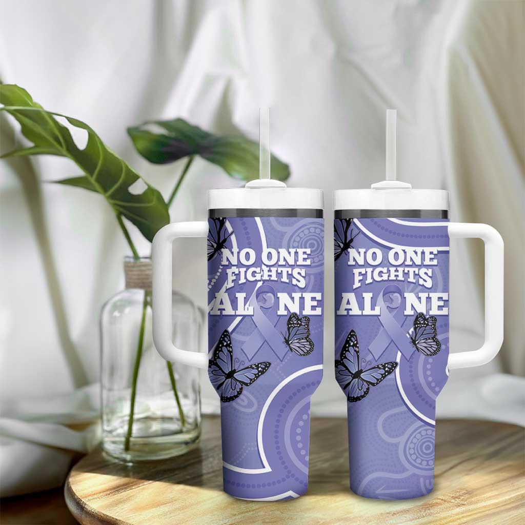 Australia Stomach Cancer Awareness Tumbler With Handle No One Fights Alone Aboriginal Art