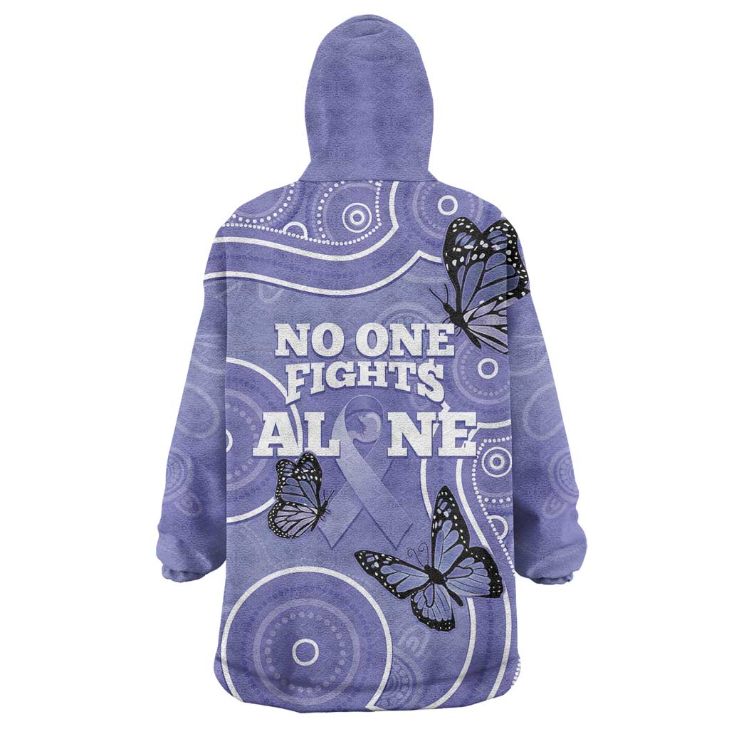 Australia Stomach Cancer Awareness Wearable Blanket Hoodie No One Fights Alone Aboriginal Art