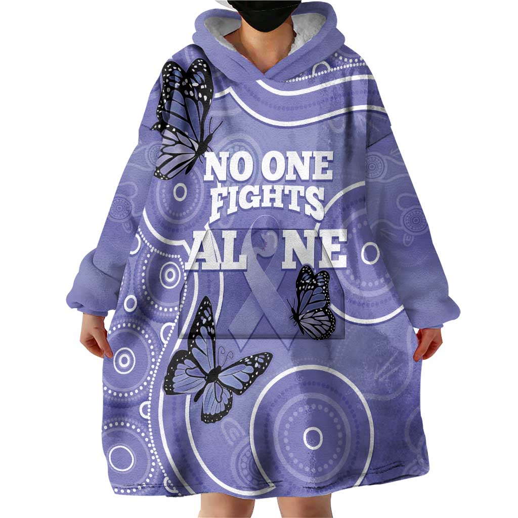 Australia Stomach Cancer Awareness Wearable Blanket Hoodie No One Fights Alone Aboriginal Art