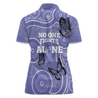 Australia Stomach Cancer Awareness Women Polo Shirt No One Fights Alone Aboriginal Art