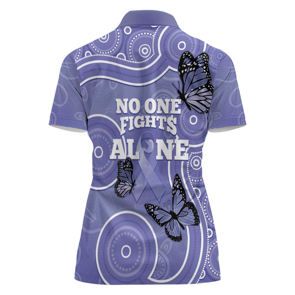 Australia Stomach Cancer Awareness Women Polo Shirt No One Fights Alone Aboriginal Art