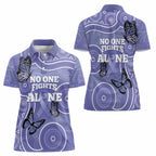 Australia Stomach Cancer Awareness Women Polo Shirt No One Fights Alone Aboriginal Art