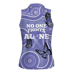 Australia Stomach Cancer Awareness Women Sleeveless Polo Shirt No One Fights Alone Aboriginal Art