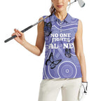 Australia Stomach Cancer Awareness Women Sleeveless Polo Shirt No One Fights Alone Aboriginal Art