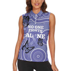 Australia Stomach Cancer Awareness Women Sleeveless Polo Shirt No One Fights Alone Aboriginal Art