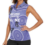 Australia Stomach Cancer Awareness Women Sleeveless Polo Shirt No One Fights Alone Aboriginal Art