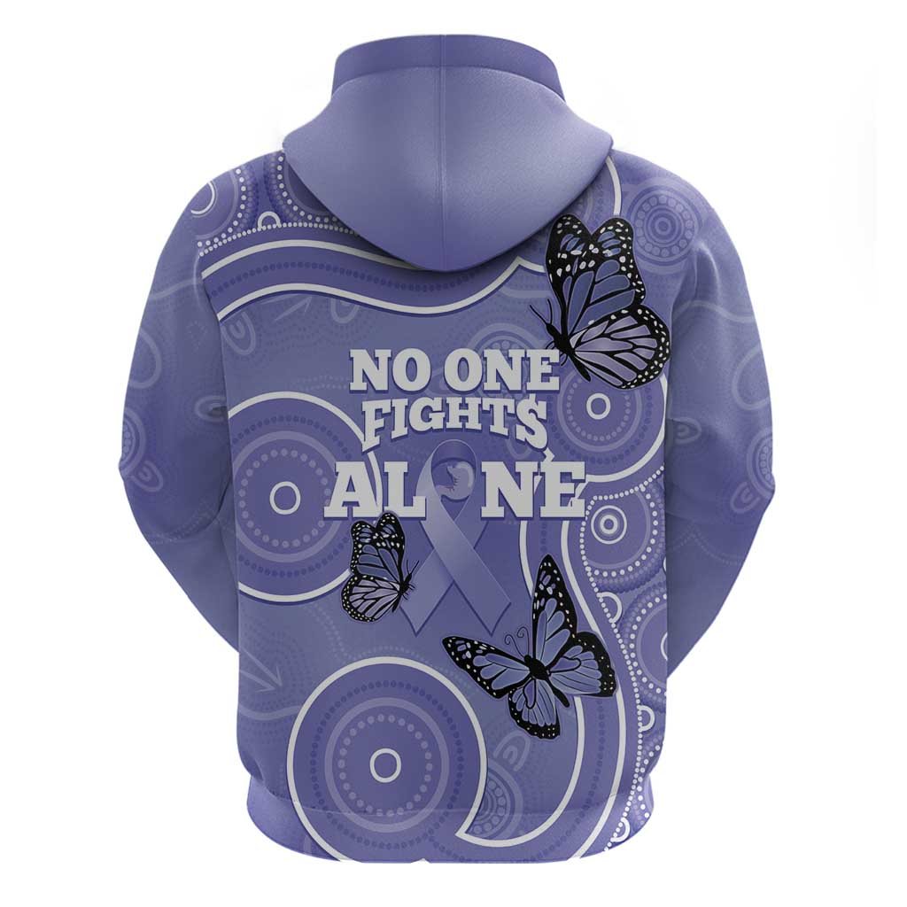 Australia Stomach Cancer Awareness Zip Hoodie No One Fights Alone Aboriginal Art