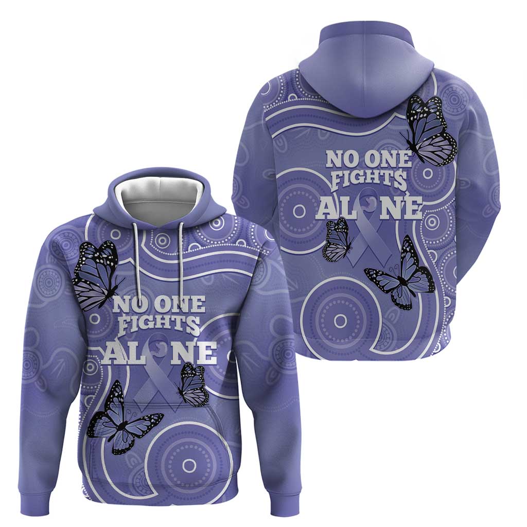 Australia Stomach Cancer Awareness Zip Hoodie No One Fights Alone Aboriginal Art