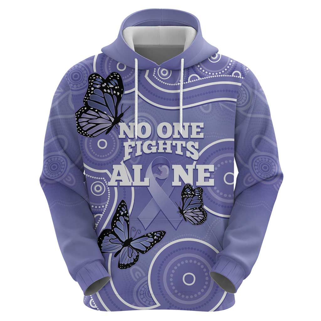 Australia Stomach Cancer Awareness Zip Hoodie No One Fights Alone Aboriginal Art