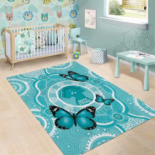 Australia Cervical Cancer Awareness Month Area Rug Brave Strong Butterfly Aboriginal Art
