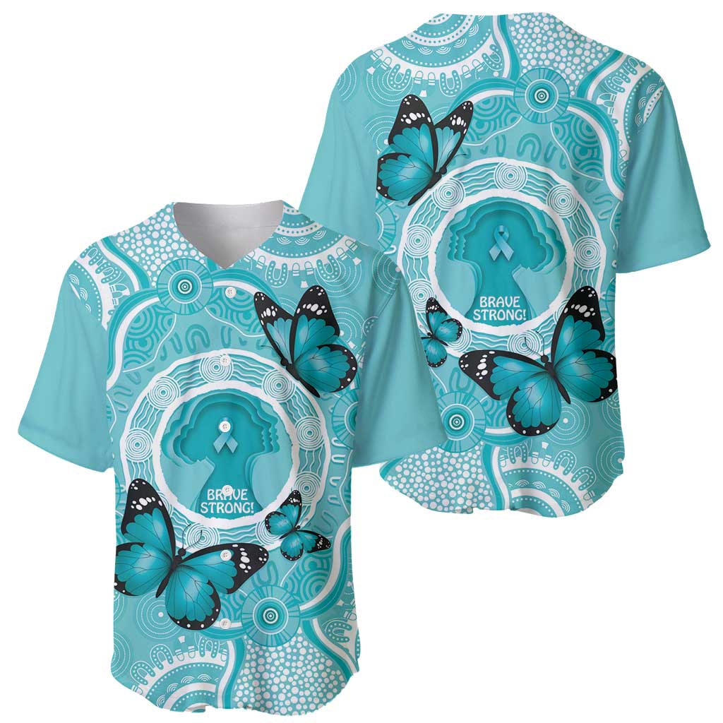 Australia Cervical Cancer Awareness Month Baseball Jersey Brave Strong Butterfly Aboriginal Art