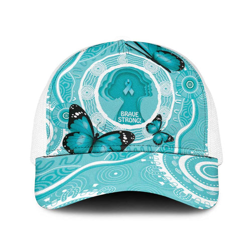 Australia Cervical Cancer Awareness Baseball Net Cap Aboriginal Brave Strong Butterfly - Aussie Hoodie