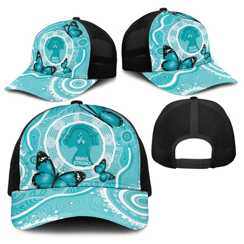 Australia Cervical Cancer Awareness Baseball Net Cap Aboriginal Brave Strong Butterfly - Aussie Hoodie