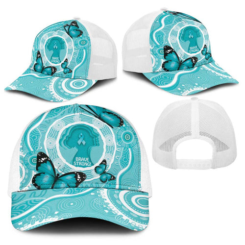 Australia Cervical Cancer Awareness Baseball Net Cap Aboriginal Brave Strong Butterfly - Aussie Hoodie