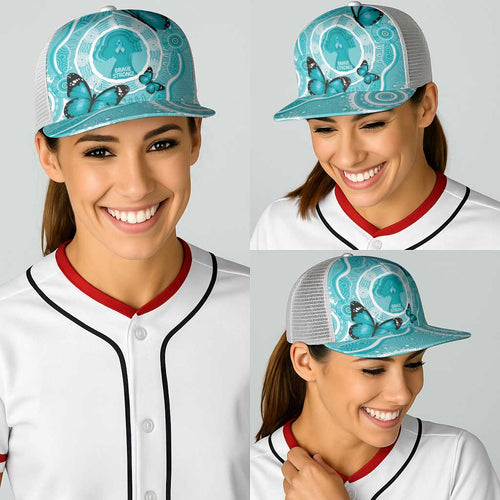 Australia Cervical Cancer Awareness Baseball Net Cap Aboriginal Brave Strong Butterfly - Aussie Hoodie