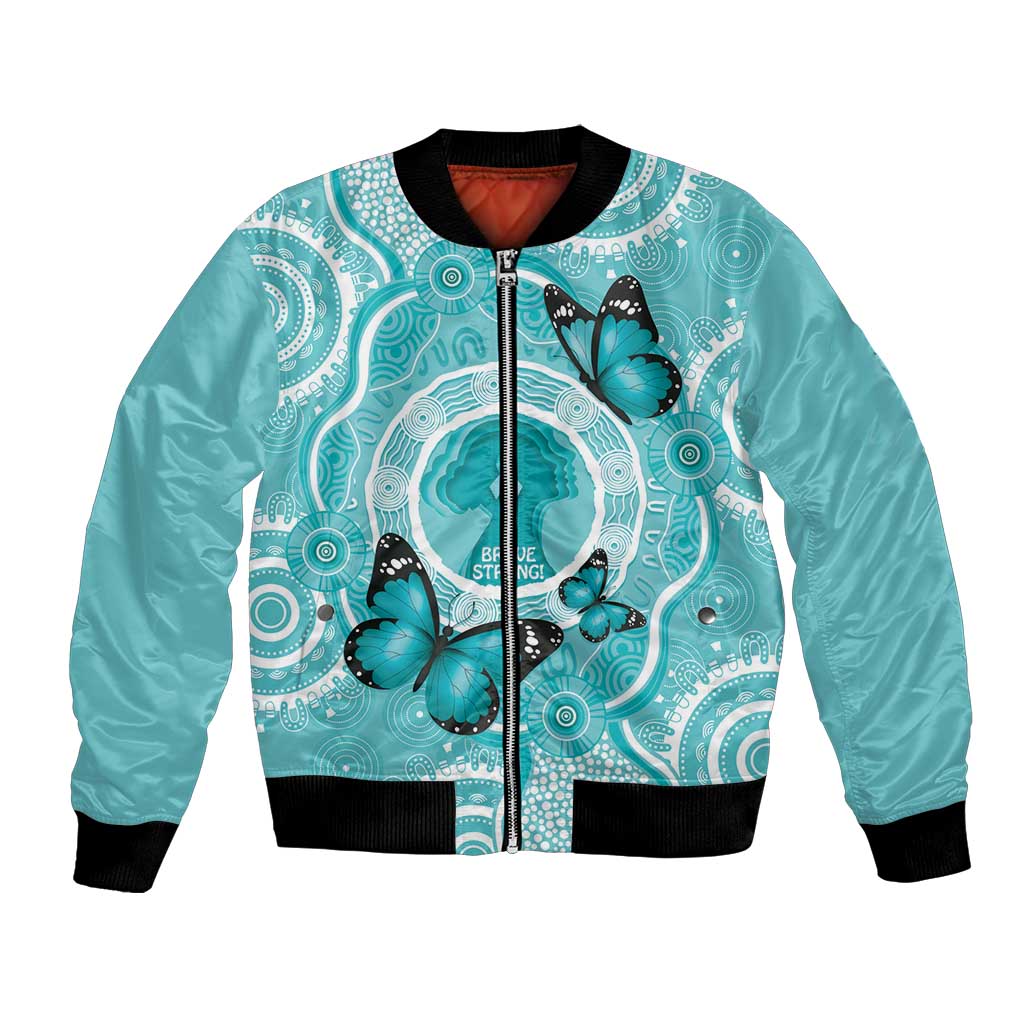 Australia Cervical Cancer Awareness Month Bomber Jacket Brave Strong Butterfly Aboriginal Art