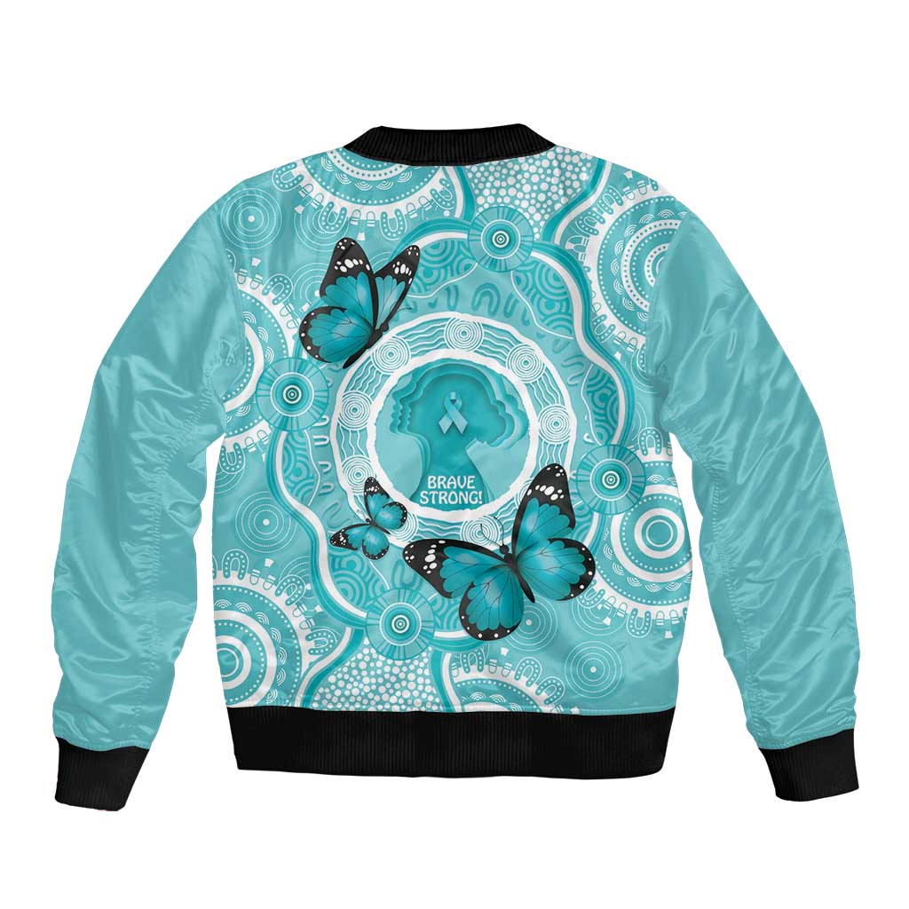 Australia Cervical Cancer Awareness Month Bomber Jacket Brave Strong Butterfly Aboriginal Art