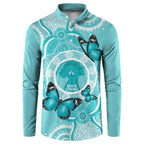 Australia Cervical Cancer Awareness Month Button Sweatshirt Brave Strong Butterfly Aboriginal Art