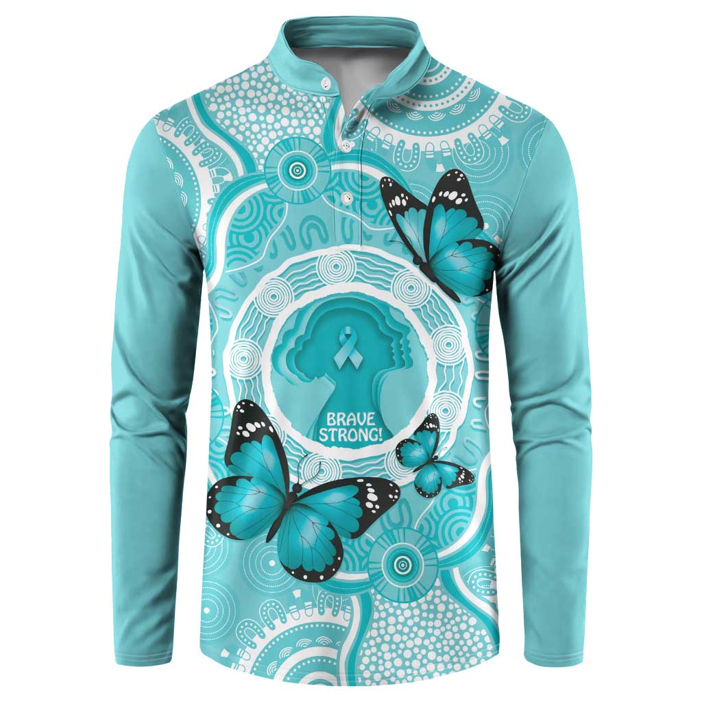 Australia Cervical Cancer Awareness Month Button Sweatshirt Brave Strong Butterfly Aboriginal Art