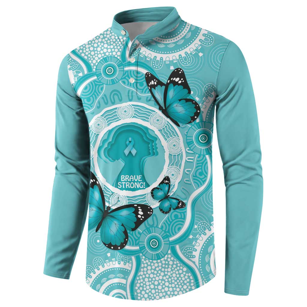 Australia Cervical Cancer Awareness Month Button Sweatshirt Brave Strong Butterfly Aboriginal Art