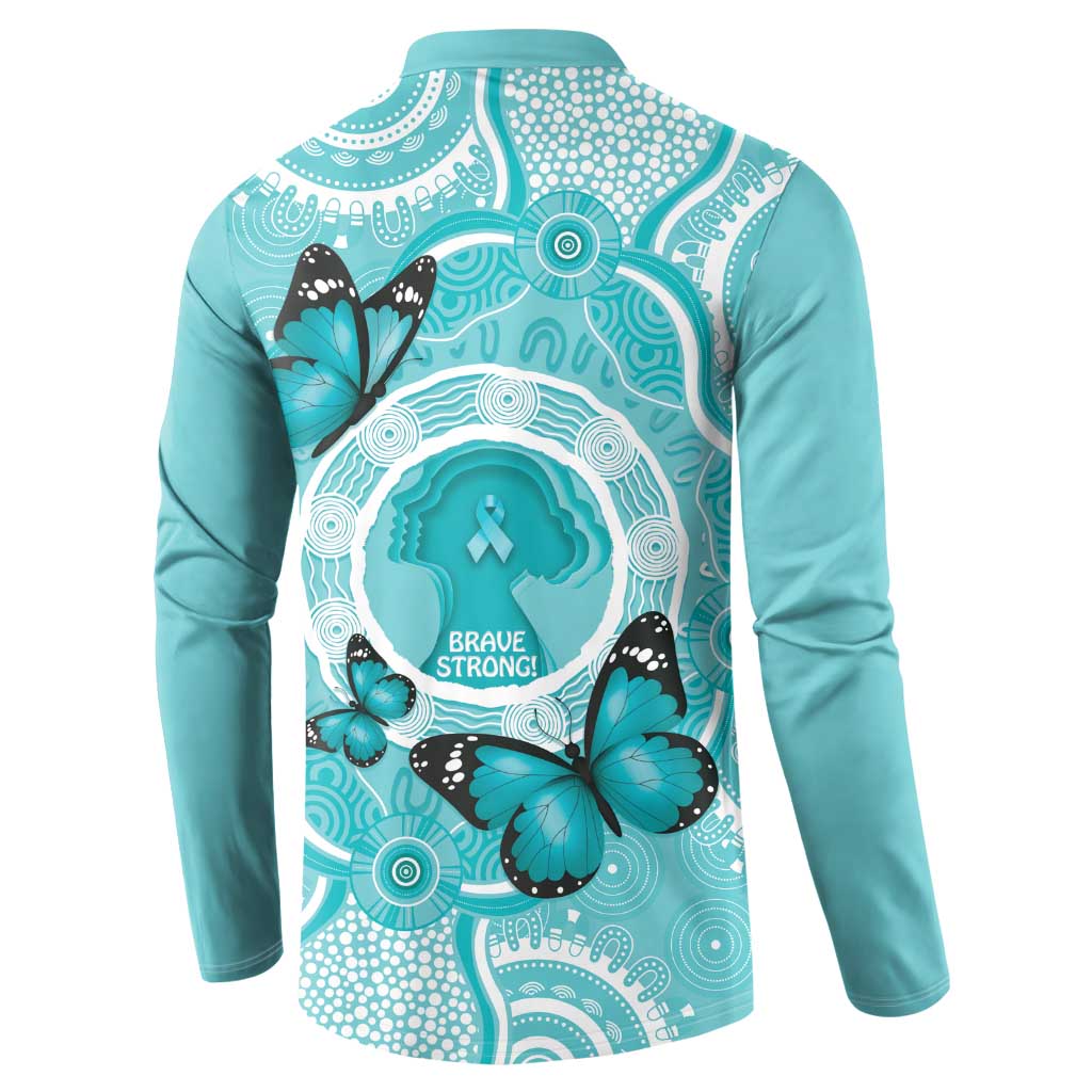 Australia Cervical Cancer Awareness Month Button Sweatshirt Brave Strong Butterfly Aboriginal Art