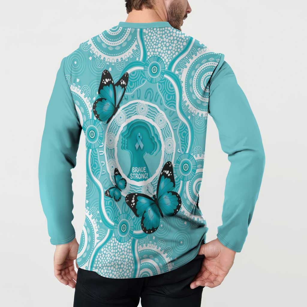 Australia Cervical Cancer Awareness Month Button Sweatshirt Brave Strong Butterfly Aboriginal Art