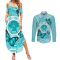 Australia Cervical Cancer Awareness Month Couples Matching Summer Maxi Dress and Long Sleeve Button Shirt Brave Strong Butterfly Aboriginal Art