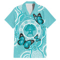 Australia Cervical Cancer Awareness Month Family Matching Long Sleeve Bodycon Dress and Hawaiian Shirt Brave Strong Butterfly Aboriginal Art