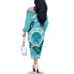 Australia Cervical Cancer Awareness Month Family Matching Off The Shoulder Long Sleeve Dress and Hawaiian Shirt Brave Strong Butterfly Aboriginal Art