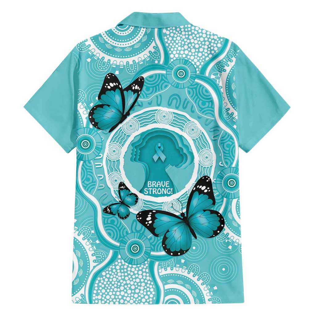 Australia Cervical Cancer Awareness Month Family Matching Off Shoulder Maxi Dress and Hawaiian Shirt Brave Strong Butterfly Aboriginal Art