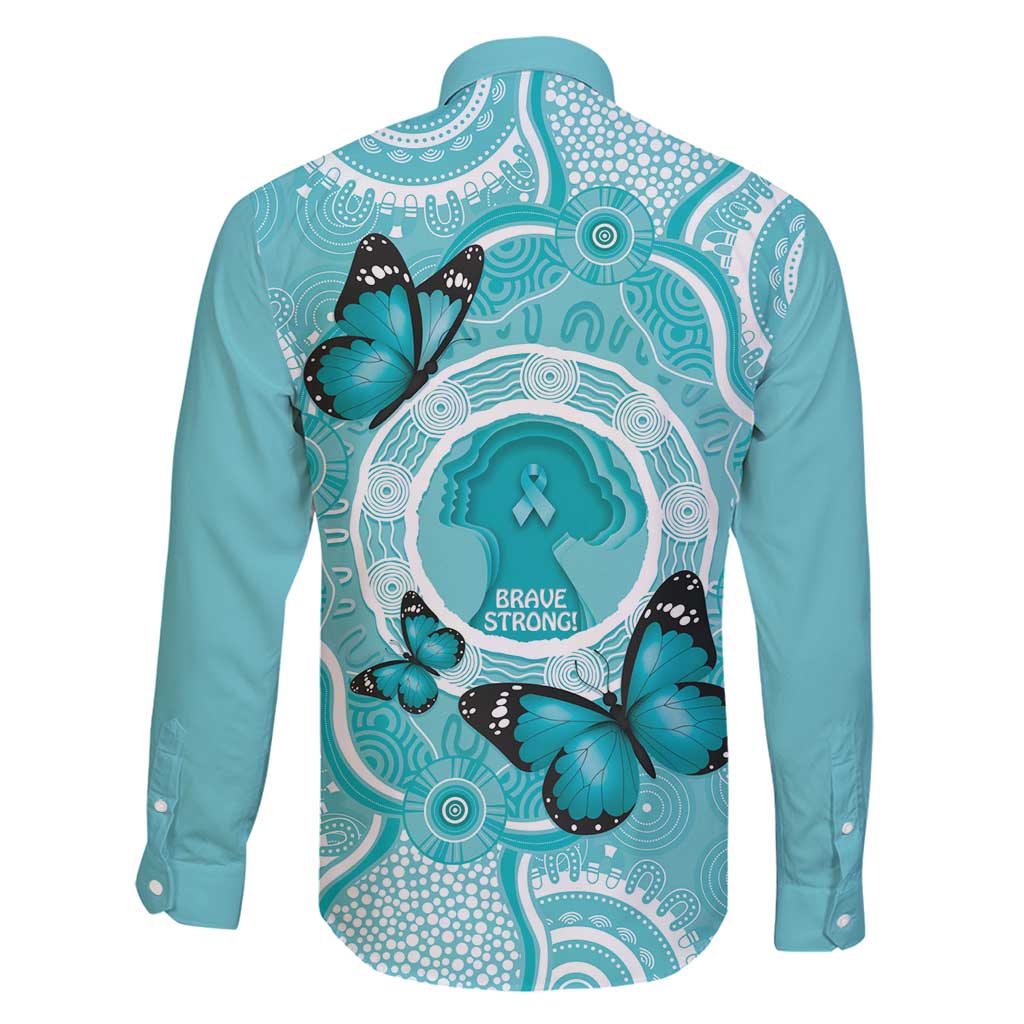 Australia Cervical Cancer Awareness Month Family Matching Off Shoulder Maxi Dress and Hawaiian Shirt Brave Strong Butterfly Aboriginal Art