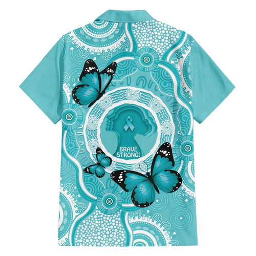 Australia Cervical Cancer Awareness Month Family Matching Off Shoulder Short Dress and Hawaiian Shirt Brave Strong Butterfly Aboriginal Art