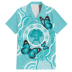 Australia Cervical Cancer Awareness Month Family Matching Summer Maxi Dress and Hawaiian Shirt Brave Strong Butterfly Aboriginal Art