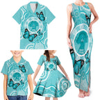Australia Cervical Cancer Awareness Month Family Matching Tank Maxi Dress and Hawaiian Shirt Brave Strong Butterfly Aboriginal Art