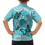 Australia Cervical Cancer Awareness Month Family Matching Tank Maxi Dress and Hawaiian Shirt Brave Strong Butterfly Aboriginal Art