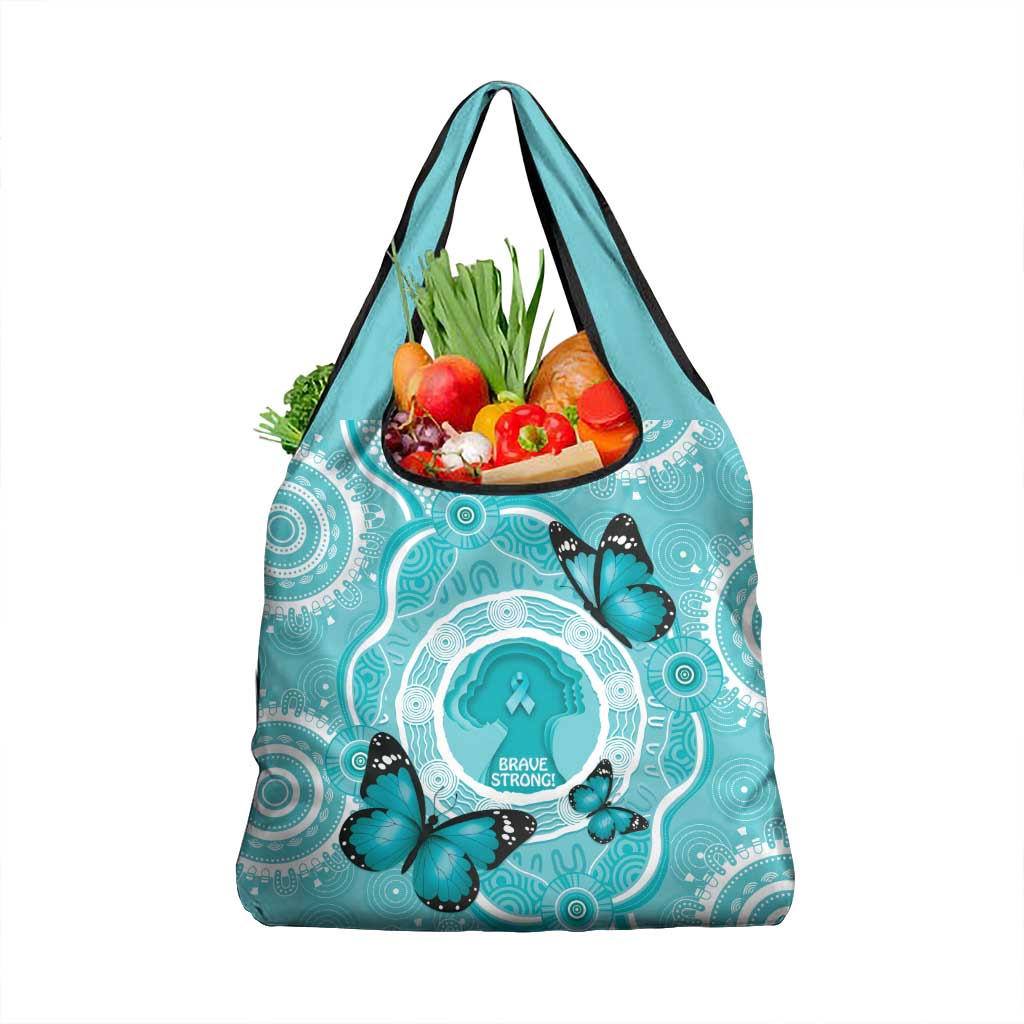 Australia Cervical Cancer Awareness Month Grocery Bag Brave Strong Butterfly Aboriginal Art