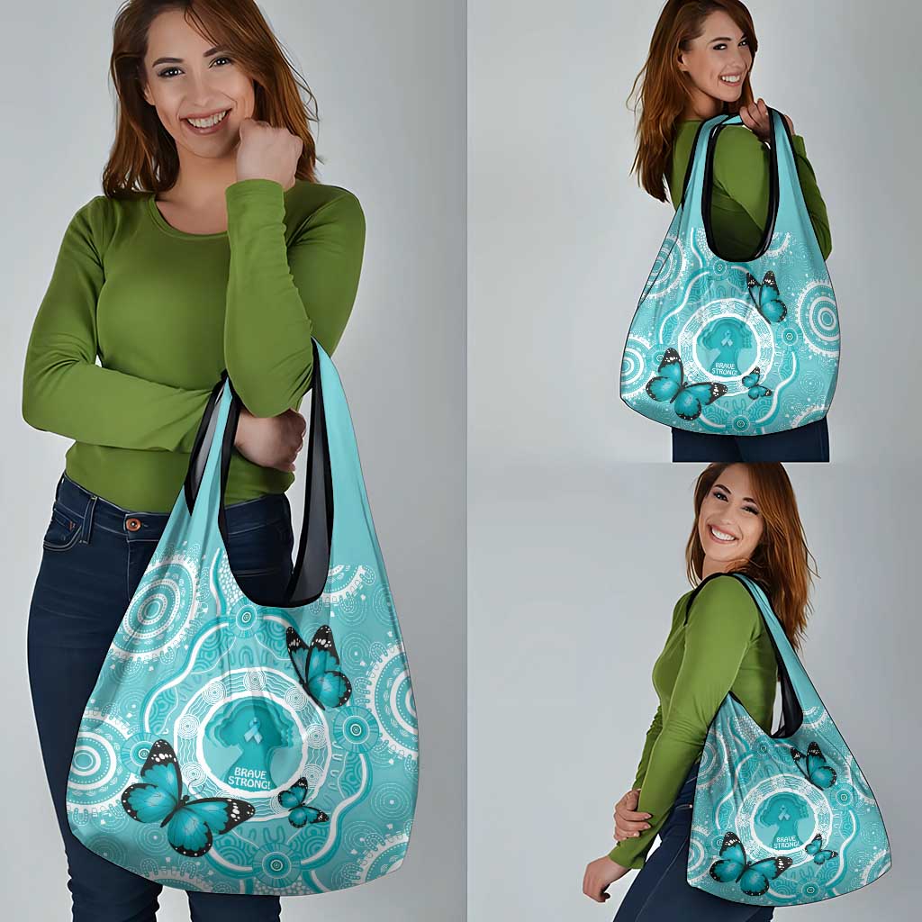Australia Cervical Cancer Awareness Month Grocery Bag Brave Strong Butterfly Aboriginal Art