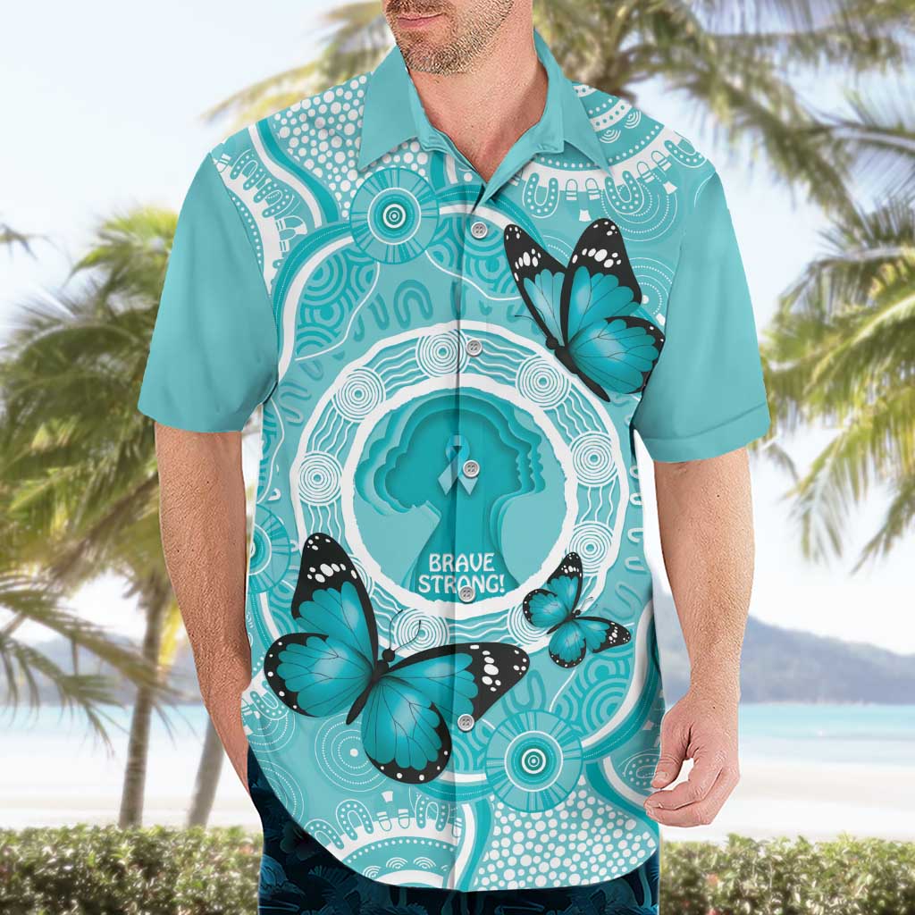 Australia Cervical Cancer Awareness Month Hawaiian Shirt Brave Strong Butterfly Aboriginal Art