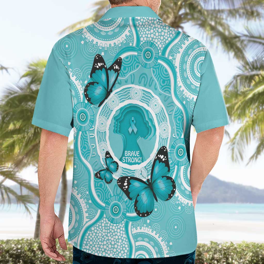 Australia Cervical Cancer Awareness Month Hawaiian Shirt Brave Strong Butterfly Aboriginal Art