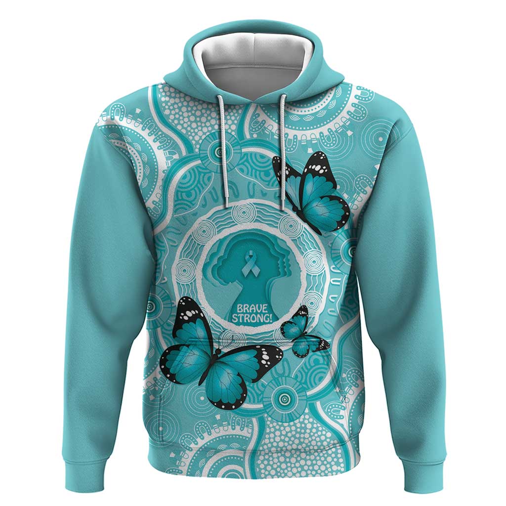 Australia Cervical Cancer Awareness Month Hoodie Brave Strong Butterfly Aboriginal Art