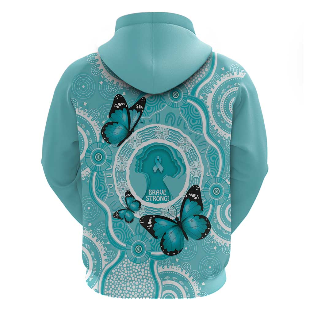 Australia Cervical Cancer Awareness Month Hoodie Brave Strong Butterfly Aboriginal Art